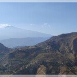 Blick von Castelmola auf den Ätna, Sizilien, Italien